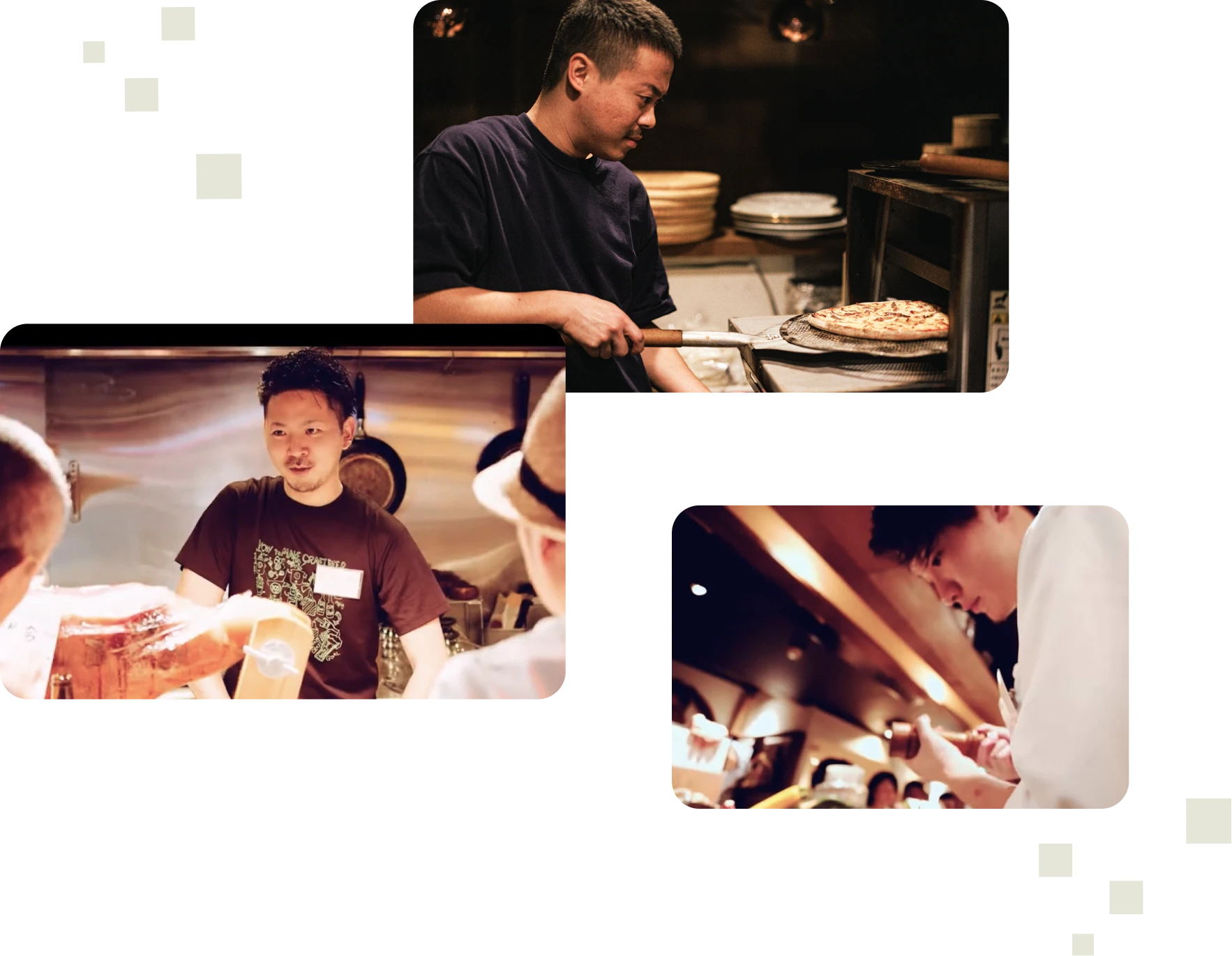 料理をする人たちの画像